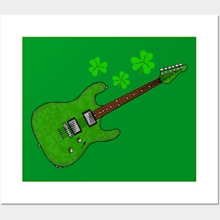 Electric Guitar St Patrick's Day Guitarist Irish Musician Posters and Art